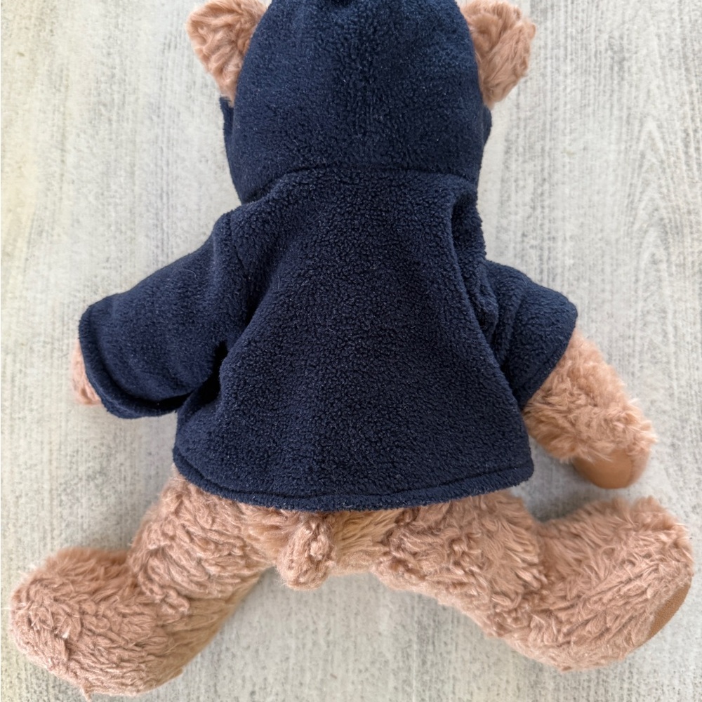 Burberry 2009 Brown Teddy Bear with Navy Blue Hoodie-signature Burberry pattern. - Picture 8 of 8